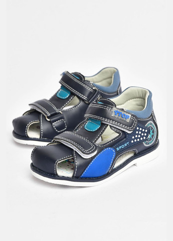Темно-синие сандали детские для мальчика темно-синего цвета Let's Shop с бантом