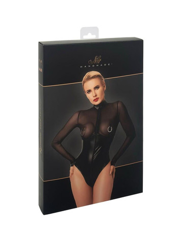 Боді Noir Handmade F321 Edge Wetlook and Mesh Body with Rings - S No Brand (303902305)