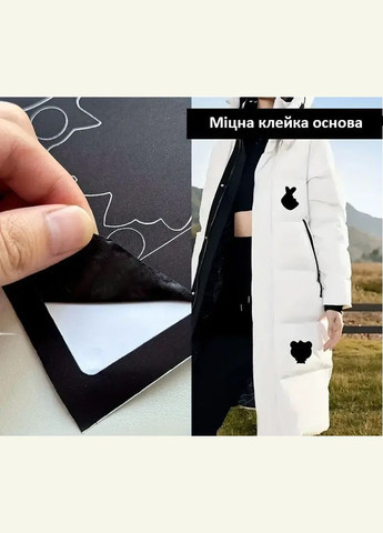 Набір фігурних самоклеючих латок 18 шт на листі 20×15 см водостійкі заплатки для ремонту одягу чорні No Brand (346122756)