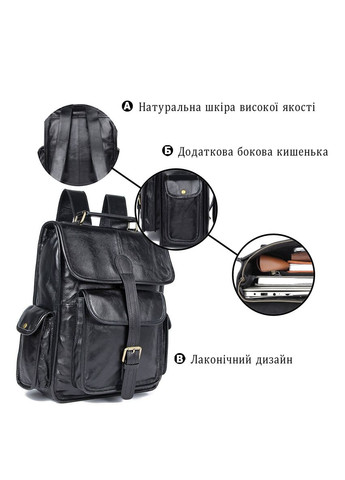 Кожаный рюкзак Vintage с карманами для мужчин и женщин черный (sku_14967) No Brand (329860400)