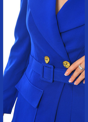 Синя джинсова сукня-піджак жіноча однотонна синього кольору а-силует Let's Shop однотонна