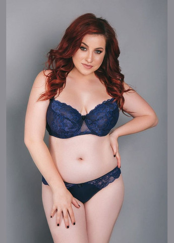 Синий мягкий бюстгальтер с кружевом Shato с косточками