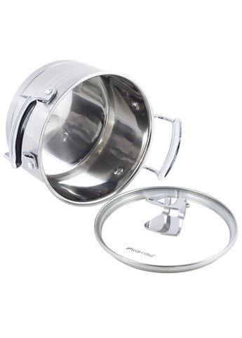 Набор кастрюль из нержавеющей стали 6 предмета для индукции и газа (1.7л, 2.4л, 3.1л) KM- hjk Kamille 5861 (360880075)