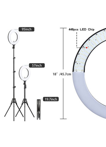 Тримач із кільцевим освітленням 18" ZM448 180cm Tripod Stand лампа зі штативом Grand (300103897)