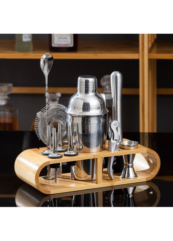 Подарочный набор бармена из 12 предметов с подставкой нержавеющая сталь барные инструменты MC-T12 Silver Youchen (350349081)
