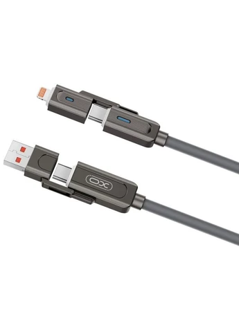 Дата кабель 60W gray (ek20017) XO USB 2.0 AM to USB-C + USB 2.0 AM to Lightning 1.0m (391782272)