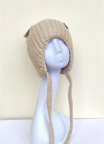 Женская Зимняя Вязкая Шапка с Широким Двойным Отворотом и Завязками, Толстая Теплая Шапка Шлем Шапка Ущанка No Brand Жіноча зимова шапка капор (363838660)