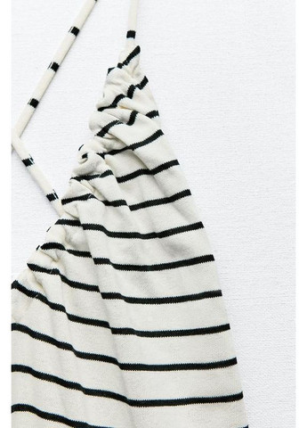 Белое полосатое платье со сборками Zara