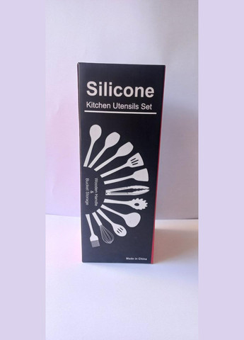 Силиконовый кухонный набор принадлежностей Kitchen Set 12 предметов (дерево+силикон) красный УНИВЕРСАЛ (300001317)