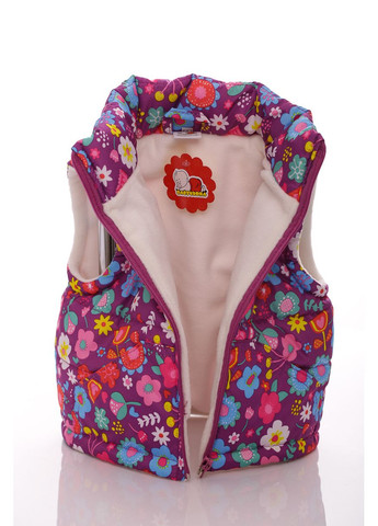 Жилетка на флисе для девочки с карманами с принтом цветочков сиреневая см. (45028) BABYKROHA (297199364)