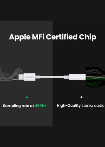 Перехідник Lightning --> 3.5 mm 10cm Headphone Jack Adapter Model US212 Білий Ugreen (322131403)