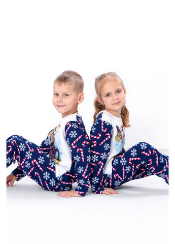 Синя зимня піжама дитяча "family look" (p-7567) Носи своє
