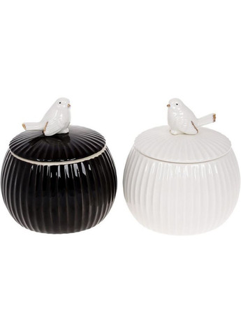 Банка порцелянова "Пташка" 750мл з об'ємним декором, білий глянець Bona (365248226)