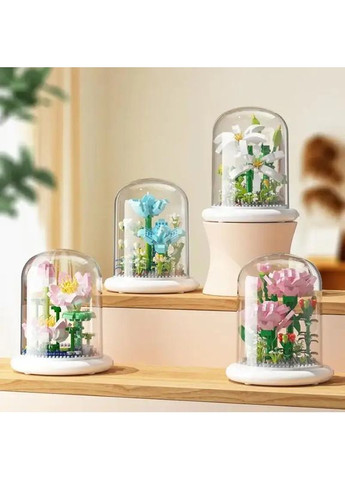 Конструктор-нічник Квітка в колбі з підсвічуванням Жасмин, Квітка в горщику для дітей 520 дет No Brand (350945593)