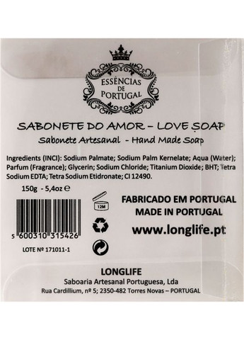 Натуральное мыло "Сердце" в подарочной коробке Love Soap Transparent Box 150g (688215-27014019) Essencias de Portugal (368615745)