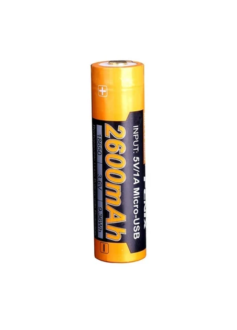 Акумулятор 18650 (2600 mAh) micro usb зарядка, Li-Ion, захист від короткого замикання, 500 циклів зарядки Fenix (396278219)