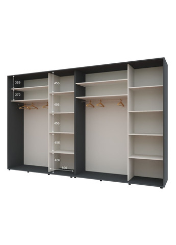 Шафа-купе чотиридверна 340*60*240 см Графіт 4 двері ДСП Стандарт Комфорт Меблі (360470432)