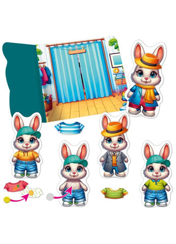 Игра развивающая с липучками "Зайчик" VT1320-04, 10 элементов одежды Vladi toys (355794381)