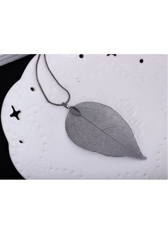 Подвеска Ажурный листок, «Autumn leaf» с цепочкой, осенняя, нарядная (графитовый) China (366875042)