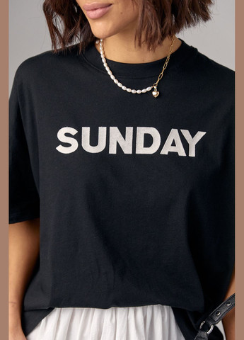 Женская футболка oversize с надписью Sunday Lurex - (291762016)