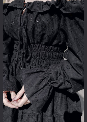 Черное повседневный, праздничный женское платье с воланами Avanti