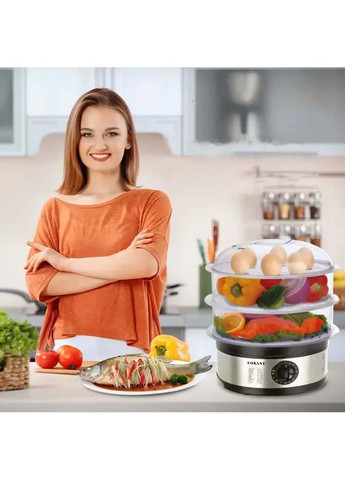 Электрическая пароварка 3-уровневая 650Вт, 11л, Sokany SK-07018 / Мантоварка электрическая / Электропароварка Jeep (372113943)