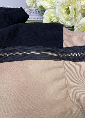 Туника с капюшоном бежево-черного цвета. LSK Оверсайз (362695308)