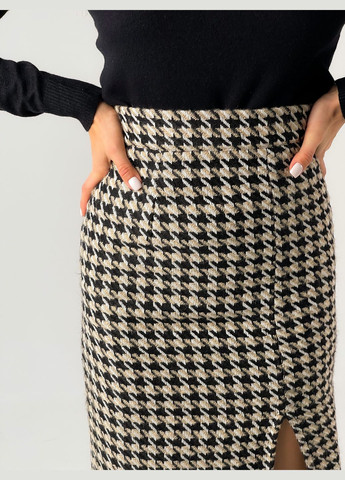 Разноцветная офисная, повседневная, кэжуал с узором гусиная лапка твидовая юбка меди Vakko