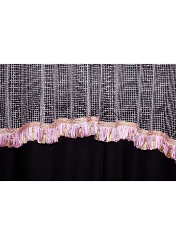 Кухонна арка № 000к сітка з макраме рожевий 280х140 см (51-062) VR-Textil (298122736)