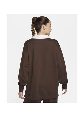 Женская кофта Sportswear Essential Wooversized Long-Sleeve Polo Brown Nike (365962649)