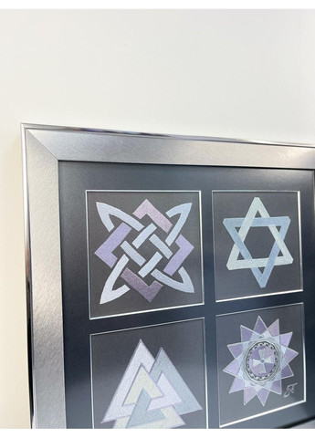 Картина-оберіг 4 символи для мужності та сили сірий котон (NF0022) Tiferet-NF (371772257)