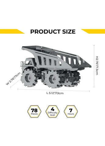 Колекційна модель-конструктор Quarry Transporter Кар'єрний самоскид механічний (MT014) Metal Time (331298709)