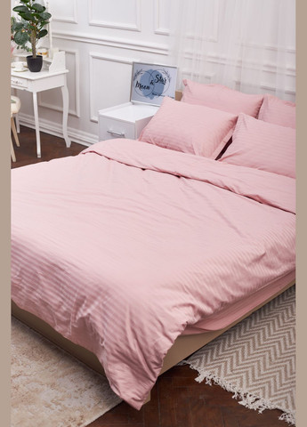 Комплект постельного белья Satin Stripe семейный 143х210х2 наволочки 4х70х70 (MS-820003634) Moon&Star stripe pink (288043347)