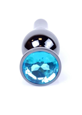 Анальная пробка HeavyFun Long Jewellery Dark Silver Plug, диаметр 3 см, длина 9,5 см, Blue B Series (402315725)