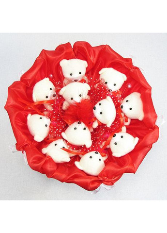 Букет з м'яких іграшок 11 ведмедиків Червоний для дівчаток подарунок на свято іграшкові ведмедики Igratoria (368758020)