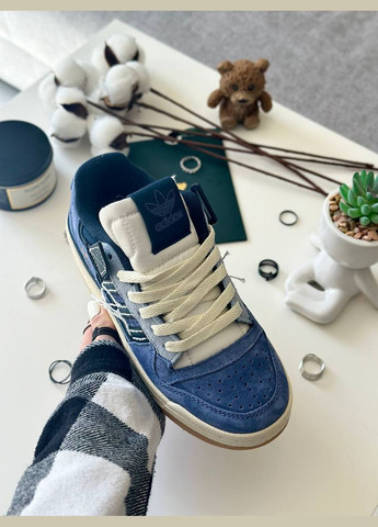 Синій всесезонні кросівки Vakko 📊 AdidasForum 84 Low off White Blue