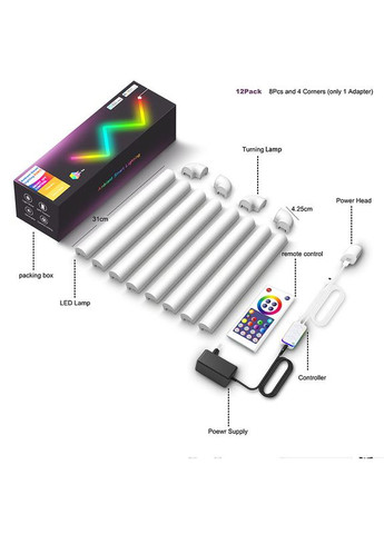 Настінний світильник Lines SAL-013B Bluetooth USB interface with app (8+4 pcs) Epik (369668263)