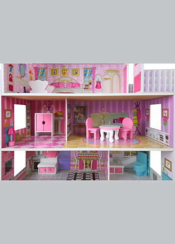 Дерев'яний ляльковий будинок з LED підсвічуванням (3892) Funfit (315141937)