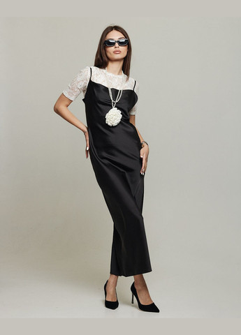 Черно-белое кэжуал платье с блузой Samsara