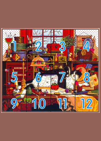 Набір для вишивання за нанесеною на канву схемою "The cat and sewing m". AIDA 14CT printed, 54*48 см Joy Sunday (313614665)