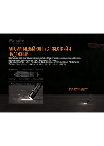 Пылевлагозащищенный ударопрочный фонарь ручной алюминиевый PD36R перезаряжаемый с аккумулятором, IP68, Fenix (394235096)