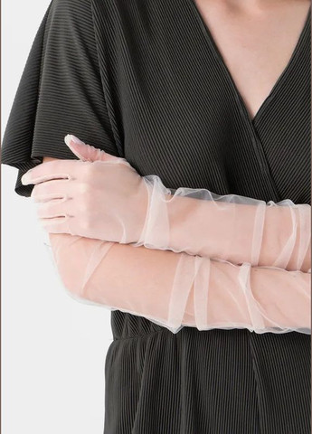Жіночі рукавички фатинові однотонні довгі Білі Cindylove (280280730)