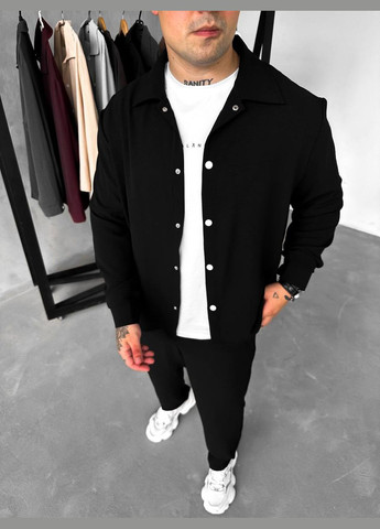 Чорний літній костюм: штани та сорочка з легкого дихаючого матеріалу з сорочкою, брючний Україна