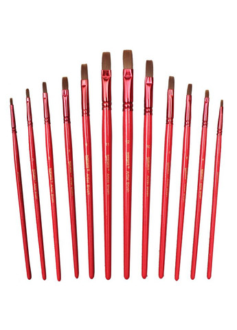 Набір пензлів для малювання з синтетики 12 штук (плоскі) Worison (322650350)