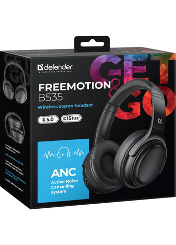 Наушники с микрофоном FreeMotion B535 Bluetooth, ANC, черные Defender (314778612)