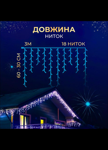 Гірлянда Бахрома вулична 90 LED 3 метри від мережі, синій GarlandoPro (324070619)