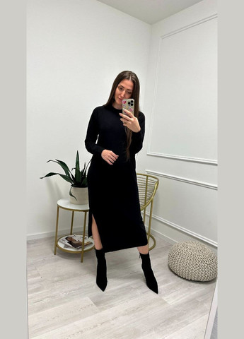 Черное платье рубчик EVVA