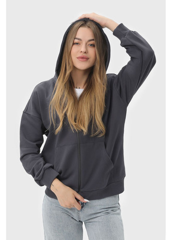 Худі на блискавці жіночече базове темно-сіре RAY PREMIUM LOOSE (363018327)
