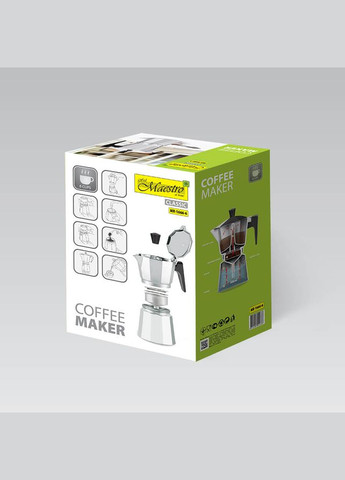 Гейзерная кофеварка MR-1666-6 300 мл 6 чашек серебристая Maestro (364754370)