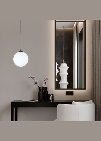 Підвіс зі скляним білим 30 см кулею (56glass300F-1 BK+WH) No Brand (370070016)